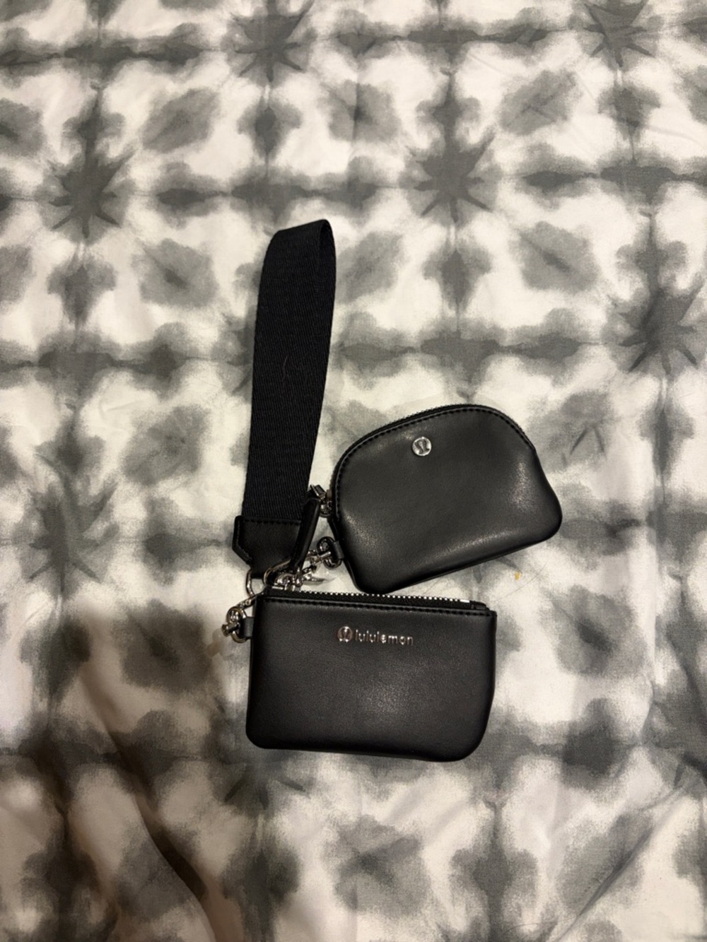 lululemon Black Double Pouch Wristlet with Strap